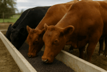 Livestock consuming biochar animal feed